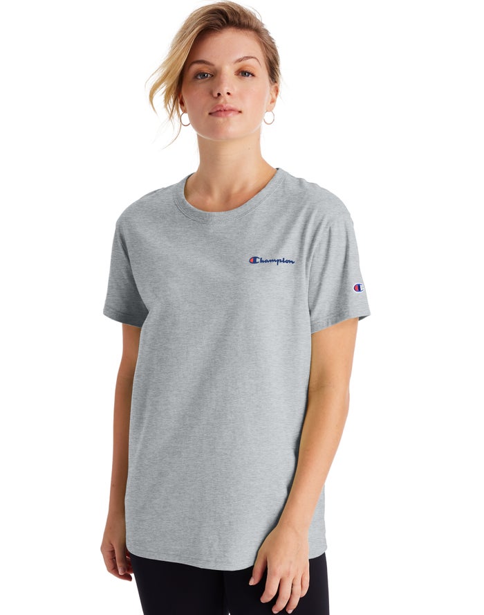 Champion Boyfriend Script Logo T-Shirt Dames - Grijs - Belgie 8236CQLIB